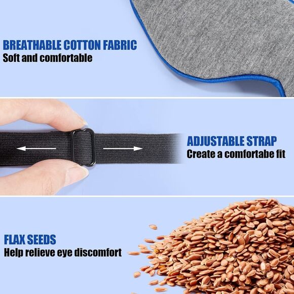 Heated Eye Mask Dry Heat Compress w Flaxseed Warm Temperature Timer Control - Picture 5 of 12